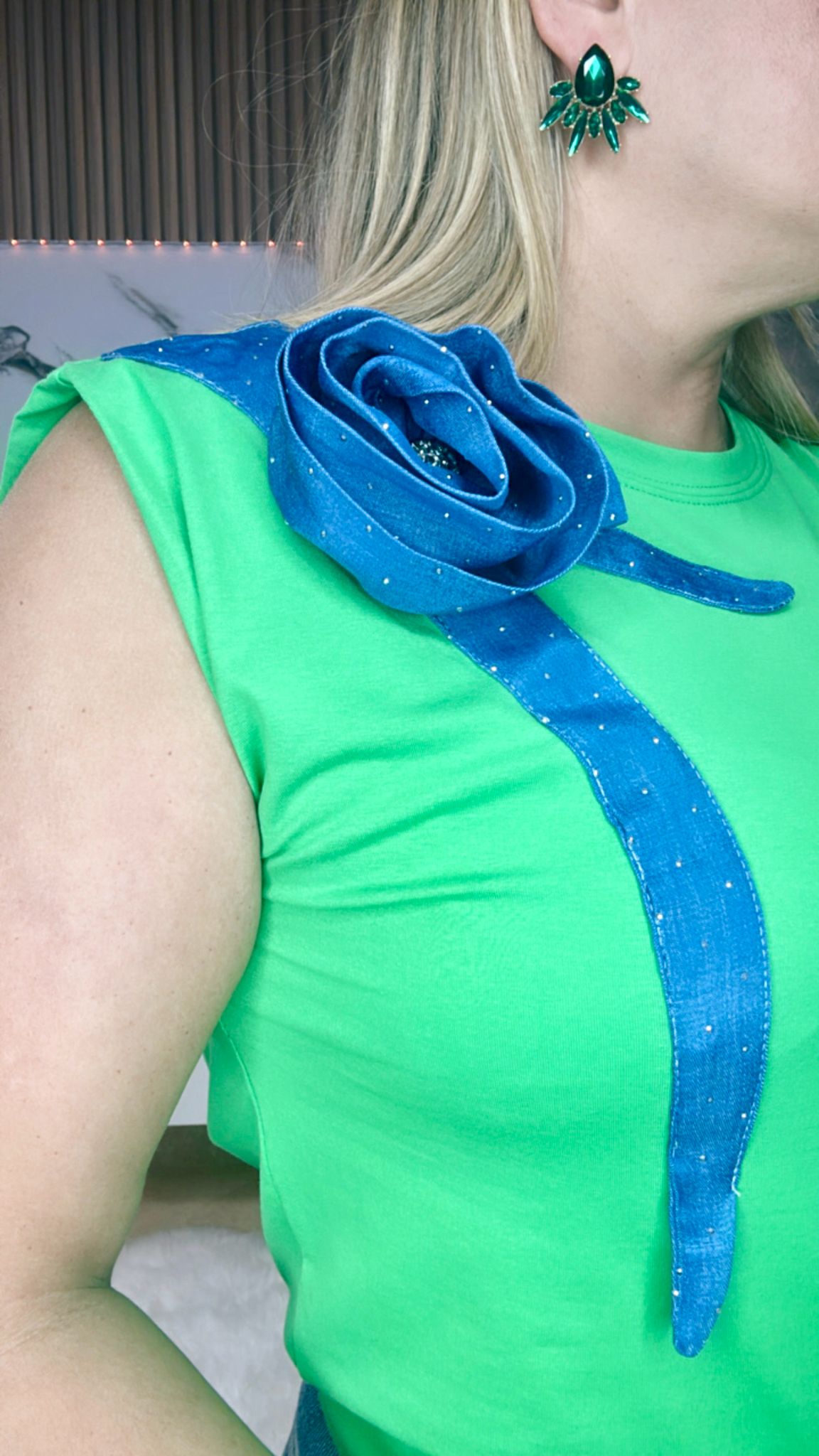 Green Jean Rose Shirt