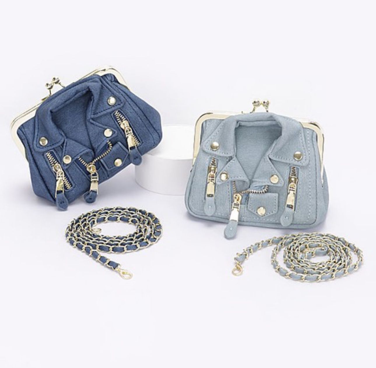 Faux Denim Leather Jacket Style Crossbody