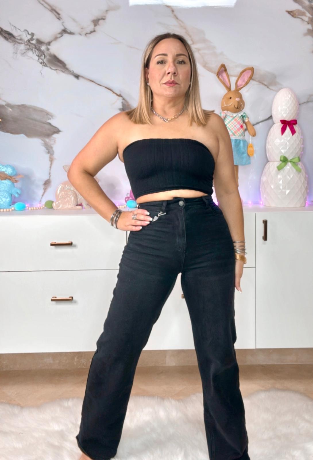 Straight Leg Black Jeans