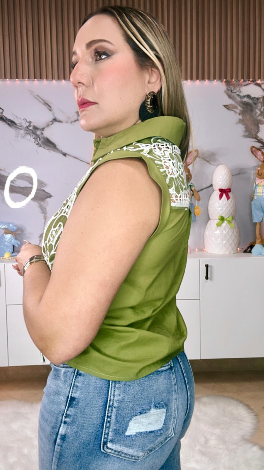 Olive Lace Top