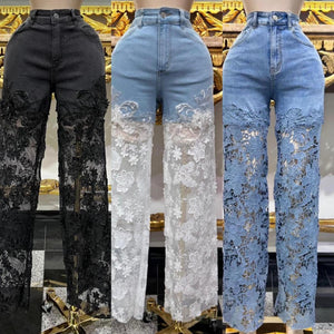Contrast Lace Jeans