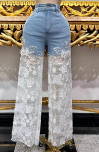 Contrast Lace Jeans