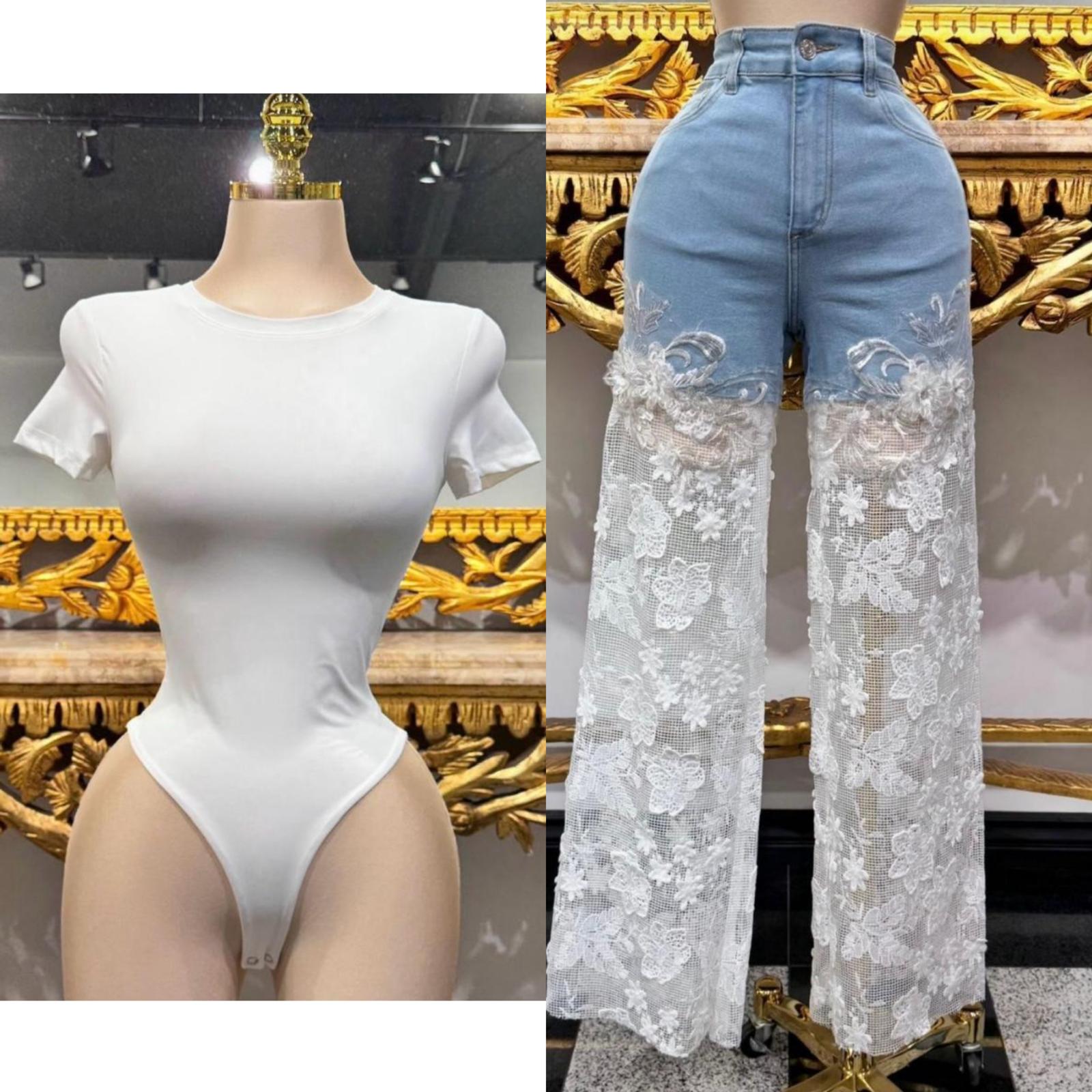 Contrast Lace Jeans