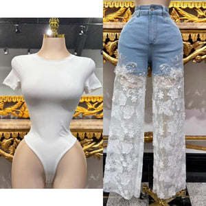 Contrast Lace Jeans