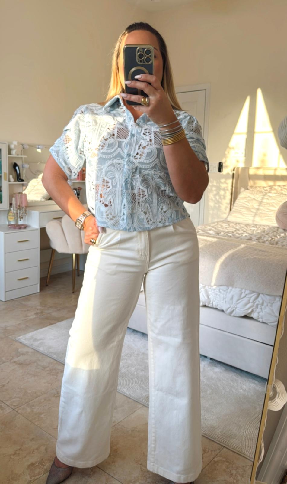 Baby Blue Lace Top