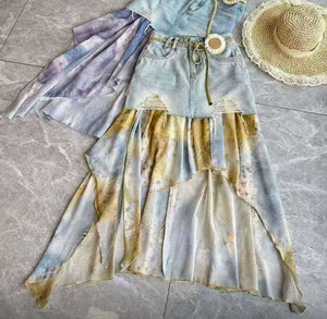 Sunflower Contrast Denim Skirt